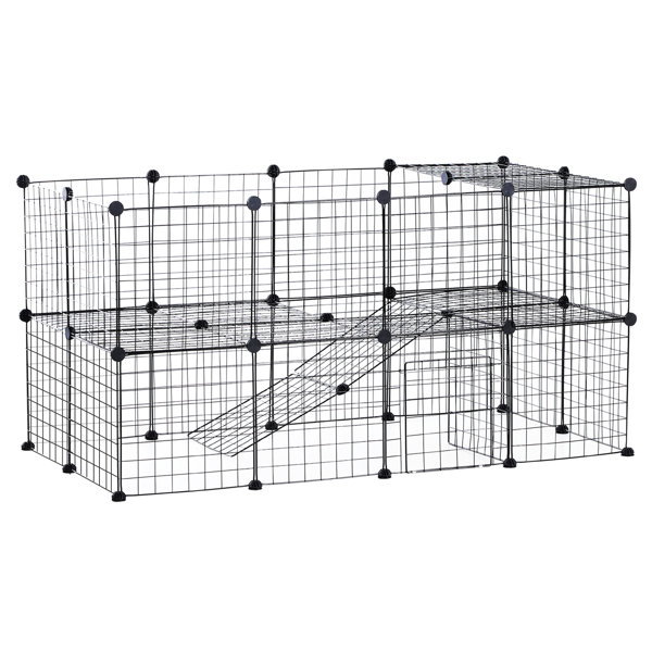 Pawhut Metal Mesh Small Animal House Kennel Crate Fence Pet Pen